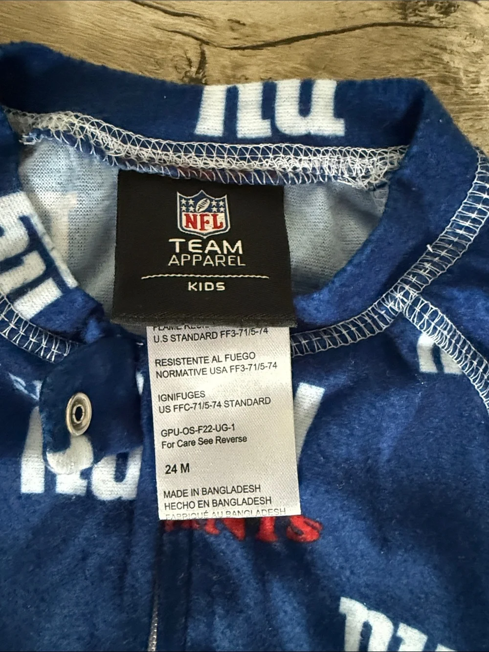 NFL New York Giants Navy Red & White Infant Footed One-Piece